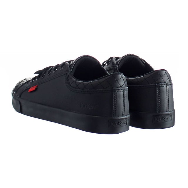 Patadas Tovni Y Quilt Lace-Up Black Smooth Leather Kids Trainers 1 15876