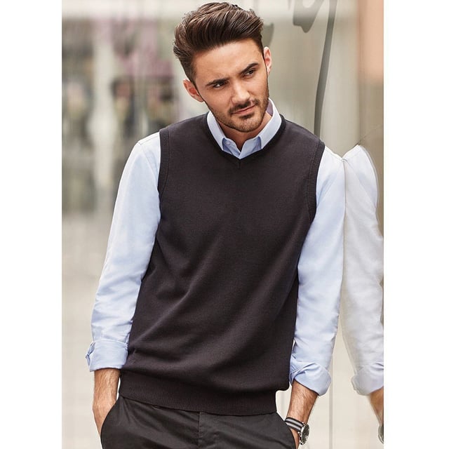Sleeveless version of Russells classic, easy care V-neck pullover - for stylish layering over shirt or polo. Easy care CottonBlend that combines the coolness and lightness of cotton with the softness, warmth and stain resistance of acrylic. Elastane on waistband trim to retain shape and smart appearance. Contemporary styling. Quick to dry. Extensive size range. Washable at 40 degrees and tumble dryable. Fine gauge knit provides an excellent surface for embroidery and badging. Weight: 275g/m². Fabric: CottonBlend 50% Cotton, 50% Acrylic. Size: XXS Chest To Fit (ins) 32-34. XS Chest To Fit (ins) 34-36. S Chest To Fit (ins) 36-38. M Chest To Fit (ins) 38-40. L Chest To Fit (ins) 40-42. XL Chest To Fit (ins) 42-44. 2XL Chest To Fit (ins) 44-46. 3XL Chest To Fit (ins) 46-48. 4XL Chest To Fit (ins) 48-50. RUSSELL COLLECTION - a variety of Mens and Womens corporatewear in a wide range of styles, colours and sizes.