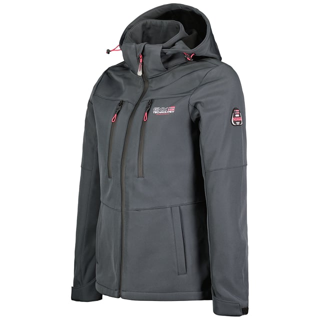 Chaqueta Geographical Norway para mujer. La chaqueta está hecha de poliéster y elastano de alta calidad y tiene un cálido forro interior.  Marca: Geographical NorwayNombre del modelo: Softshell Jacket TimmexCategoría: softshell jacket ladiesMateriales: poliéster y elastanoColor: gris.