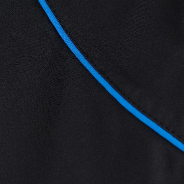 94% Polyester, 6% Elastane. Fabric: 4 Way Stretch. Design: Contrast Piping, Plain. Fabric Technology: Waterproof, Windproof. Branded Zip Pull, Taped Seams. Neckline: Contrast Lining, Standing Collar. Cuff: Hook And Loop Strap, Storm Cuff, Stretch. Sleeve-Type: Long-Sleeved. Pockets: 2 Side Pockets, Zip. Fastening: Full Zip, Waterproof Zip.