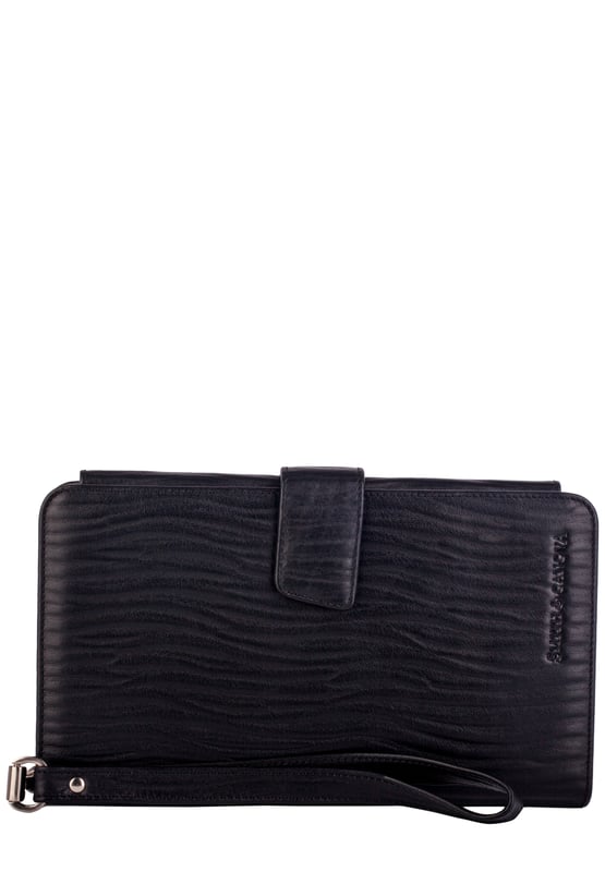 This hardworking travel wallet / document holder is super practical and stylish. With 18 card holder slots, three large slip pockets and a large zipped pocket, you can organise all your important travel documents and currency. The rigid grain leather gives it an antique look and the intricate stitch detail finishes off the look. Features: , Rigid grain leather, Smith & Canova blind debossed logo, Three large slip pockets, 18 card holder slots, ID window slot, Transparent picture slot, Large zipped pocket, Detachable leather wrist strap