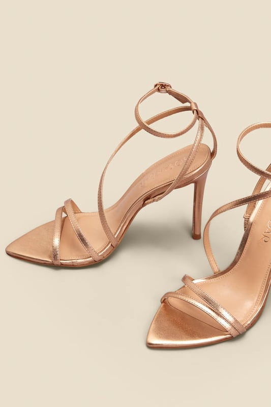 They'll make you feel like dancing
Chic strappy style
Fierce pointed toe
Stiletto heels always look sexy
Gold goes with everything
Amp up jeans and a nice top or your favourite LBD