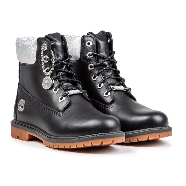 Black and store silver timberland boots