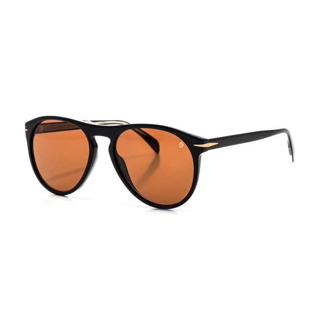 1008S sunglasses with acetate frame.

 Shape and design:
 - These David Beckham glasses have a round silhouette.

 Frame material:
 - The frame of these glasses is made of acetate, a plastic material.
 - Acetate provides durability, flexibility and a smooth finish to the frame.

 Acetate temples:
 - The temples are also made of acetate, matching the frame material.
 - The acetate in the temples makes them light and comfortable to wear.

 Brand details:
 - DB brand engraving on the lens.
 - These design elements help to clearly identify the model as part of the David Beckham eyewear collection.

 Glasses:
 - The lenses are of high quality.
 - These lenses provide excellent UV protection and sharp, clear vision.
 Measures: Lens height: 48 mm. Lens width: 55 mm. Bridge: 18 mm. Temples: 145 mm.
 Composition: Acetate
 Care:
Use a soft, clean microfiber cloth to clean your sunglasses. This type of cloth will not scratch the lenses.
 Avoid using abrasive cleaning products, detergents, alcohol or acetone, as they can damage lenses and anti-reflective treatments.