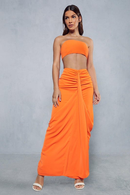 Chiffon draped maxi skirt deals
