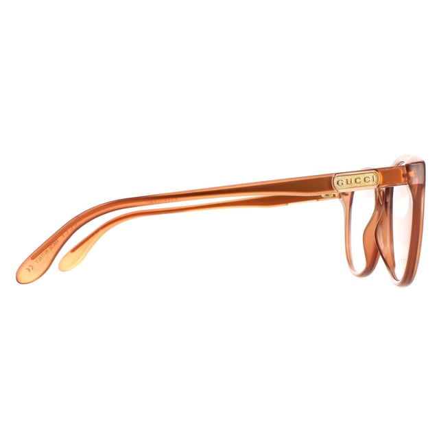 Gucci Round Womens Brown GG0791O  Glasses are a fashionable round style crafted from lightweight acetate. The Gucci logo features on the slender temples for brand recognition.