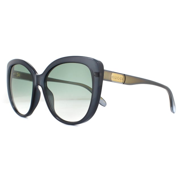 Gucci Sunglasses GG0789S 004 Blue Green Gradient are a elegant cat-eye style for women. The slim temples are embellished with the Gucci logo for brand recognition..