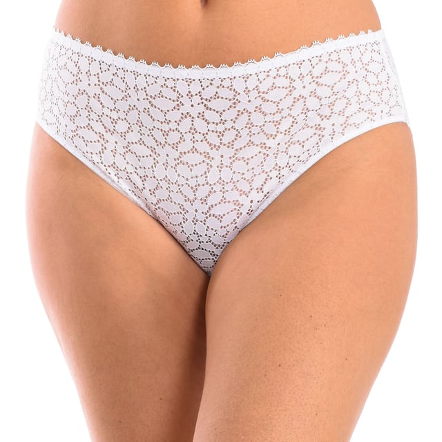 Panties DIM.
 Elastic and breathable fabric.
 Lace.
 Elastic waistband.
 Tonal interior lining.
 Seams seen in tone.
 Composition: 87% Polyamide, 13% Elastane
 Care:
Wash at max temperature 40º.
 Do not use bleach.
 Do not use dryer.
 Do not iron.
 Do not dry clean.