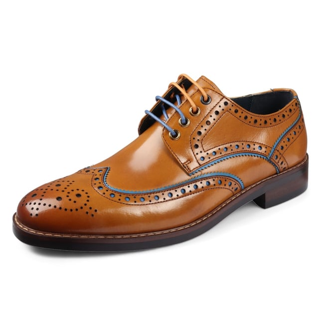 Elevate your formal style with the Justin Reess Simon Men's Brown Brogue Leather Shoes. These classic brogues feature decorative perforations and intricate detailing along the upper, adding a refined touch to any outfit. Made from premium leather, they offer durability and comfort for all-day wear. The lace-up closure ensures a secure, customizable fit, perfect for business meetings, weddings, and other formal occasions. These versatile shoes are a must-have addition to your wardrobe, seamlessly complementing any formal ensemble.

Classic Brogue Design with decorative perforations
High-Quality Leather Construction for durability and style
Lace-Up Closure for a secure, adjustable fit
Versatile Formal Wear suitable for various occasions
