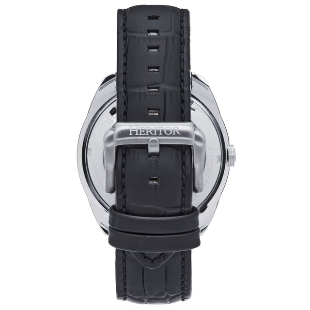 316L Surgical-Quality Stainless Steel Case; Jeweled M2701-1A Automatic Movement; Jewel Bearings: 22 Jewels; 41 Hour Power Reserve; Beats per Hour (BPH): 21600/Hour; Sapphire-Coated Mineral Crystal; Semi-Skeleton Dial; Observation Case back to view Movement; Genuine Leather Strap; Logo-Engraved Stainless Steel Clasp; 46mm Diameter; 5 ATM Water Resistance;