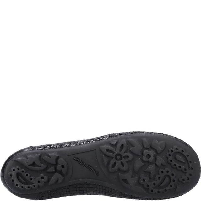 Hush Puppies Damen/Damen Ballerina Leder Pumps (Schwarz) Obermaterial: Leder, gewebt. Innenfutter: Halb gefüttert, Leder. Laufsohle: Markenartikel, Flexibel, Gummi. Gewebe Technologie: Leichtgewichtig. Schleife Detail. Flach. Schnitt: Niedrig. Design: Diamant. Zehenform: Rund. Verschluss: Zum Hineinschlüpfen.