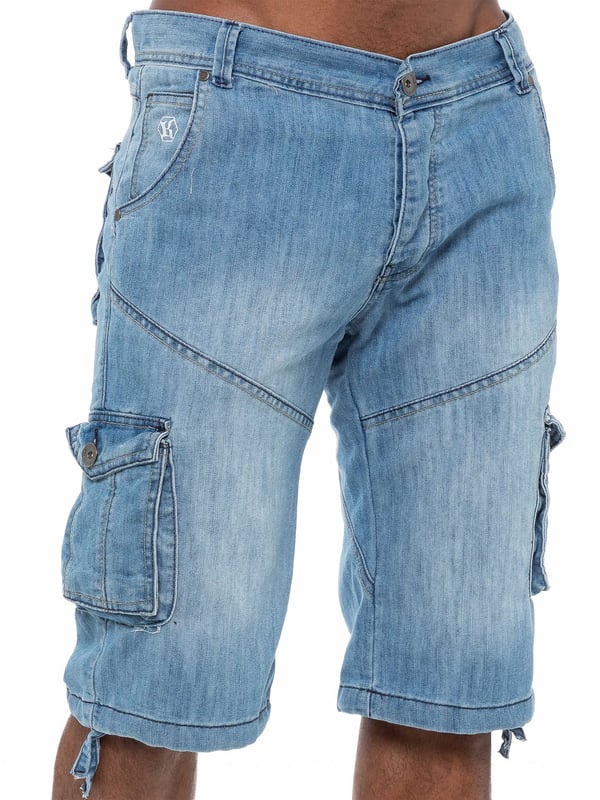 Mens denim combat shorts top