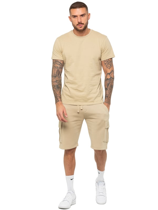 Enzo Mens T-Shirt Tracksuit Set With Shorts. Crew Neck Short Sleeve T-Shirt. Soft, Comfortable, Regular Fit Top. Features EZ Logo Printed On Chest. Paired With Enzo Cargo Shorts. Elasticated Waistband With Adjustable Drawstring. Features 2 Side Pockets and 2 Cargo Pockets.