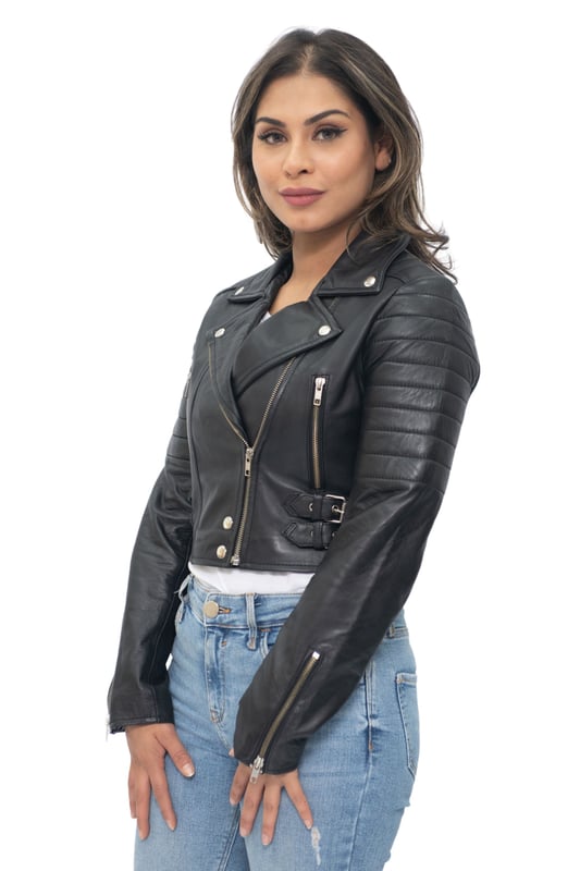 Soft leather biker jacket womens deals