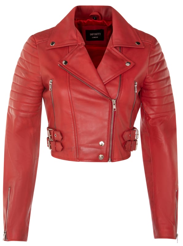 This jacket is made of ultra-soft leather and finished in our premium nappa which sports a contemporary cropped length and form fitting design. We’ve introduced features such as quilted shoulders and extended vertical zip pockets with the intention to give this jacket a distinctive chic look. To ensure comfort when wearing our jacket, we’ve introduced zipped cuffs that allow you to roll the jacket sleeves up and a buckle adjustable waist for tightening to achieve your desired look and feel. In classic Brando style this jacket features a wide notched lapel which has been a staple addition for adding flair to any jacket style. • 100% premium ultra-soft nappa leather • Premium Satin lining • Furnished with off centred YKK zip fastening and wide notched lapel • Features 2 zipped exterior pockets and quilted detailing