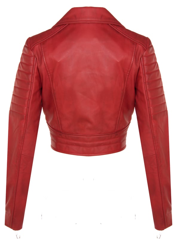 This jacket is made of ultra-soft leather and finished in our premium nappa which sports a contemporary cropped length and form fitting design. We’ve introduced features such as quilted shoulders and extended vertical zip pockets with the intention to give this jacket a distinctive chic look. To ensure comfort when wearing our jacket, we’ve introduced zipped cuffs that allow you to roll the jacket sleeves up and a buckle adjustable waist for tightening to achieve your desired look and feel. In classic Brando style this jacket features a wide notched lapel which has been a staple addition for adding flair to any jacket style. • 100% premium ultra-soft nappa leather • Premium Satin lining • Furnished with off centred YKK zip fastening and wide notched lapel • Features 2 zipped exterior pockets and quilted detailing