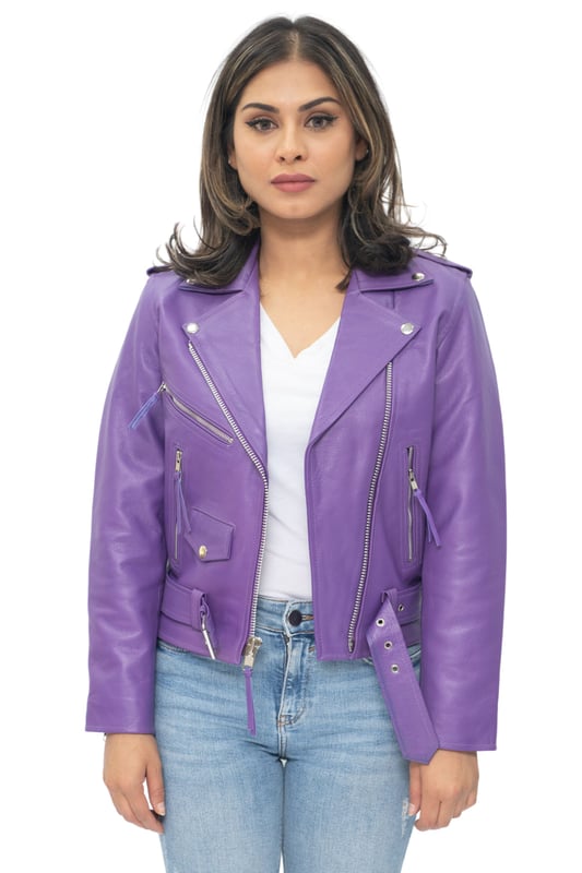 This jacket is imbued with a contemporary look using a zip motif, which in this case completely features in our hand polished silver colour. The double-breasted front is fastened with an angled YKK zip which is tabbed for ease of use, additionally there are zipped pockets positioned on the jacket front to contribute to this fashionable look. For additional storage there is a convenient flap pocket positioned above a stylish waist belt whilst also allowing you to adjust the fit to your taste, with shoulder epaulettes and a wide notched lapel rounding off this elegant style. • Crafted from genuine cow hide • Slim fit and shorter in length • Furnished with an off centred YKK zip fastening and wide notched lapel • Features zipped pockets and cuffs with adjustable waist belt and shoulder epaulettes