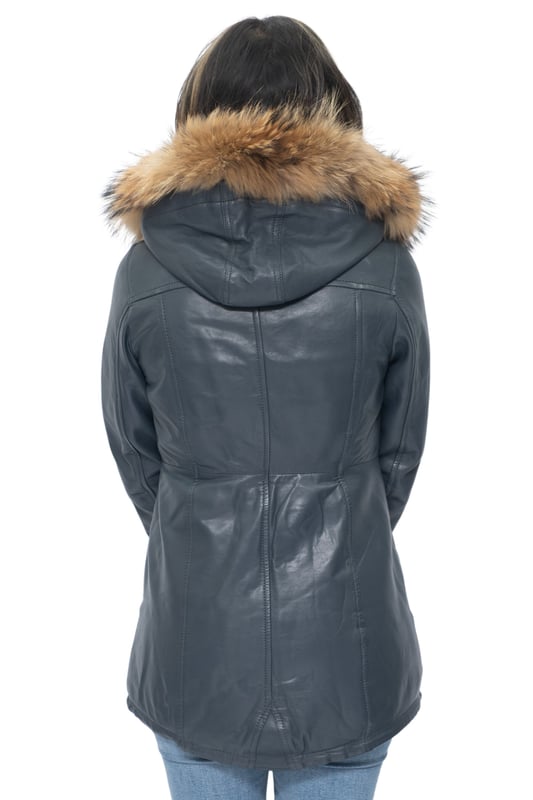 A chic parka which offers a more straightforward look than our Brussels style, for those who prefer more minimalistic and sophisticated fashion. This jacket comes with a fur lined hood, great for the winter due to its warmth and comfort whilst being a stylish addition to this piece. This jacket features a button fastened fly over the YKK zip closure which creates a more classic aesthetic. We’ve also added buckles to the cuffs for added adjustability to ensure that the sleeves remain breathable during all day use, as well as two extended horizontal zips that runs across the waist to provide plenty of storage. • 100% premium ultra-soft nappa leather • Features detachable fur hood, two large exterior pockets and adjustable cuffs • High funnel collar which can be fastened with a full length YKK zipper