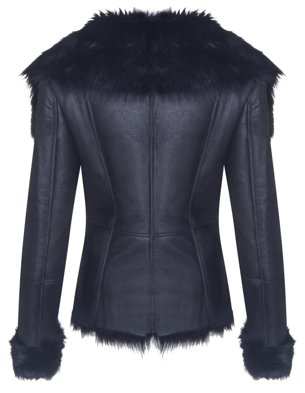 Indulge in luxury and sophistication with our Women's Toscana Leather Jacket. This exquisite piece features a double-breasted design with an asymmetric zip, creating a contemporary and stylish silhouette. The two slanted welt pockets at the hip offer convenience and a touch of elegance. The raw-cut edges of the collar and facing add a modern and edgy vibe to the jacket. Crafted from genuine Toscana lamb skins, the jacket ensures superior quality and utmost comfort. The zip extending to the top of the collar adds versatility and allows for different styling options.  • Double-breasted design with an asymmetric zip for a modern and stylish look • Slanted welt pockets at the hip for convenience and elegance • Raw-cut edges on the collar and facing for a contemporary and edgy touch • Made from genuine Toscana lamb skins for exceptional quality and comfort • Zip extending to the top of the collar for versatile and personalized styling.