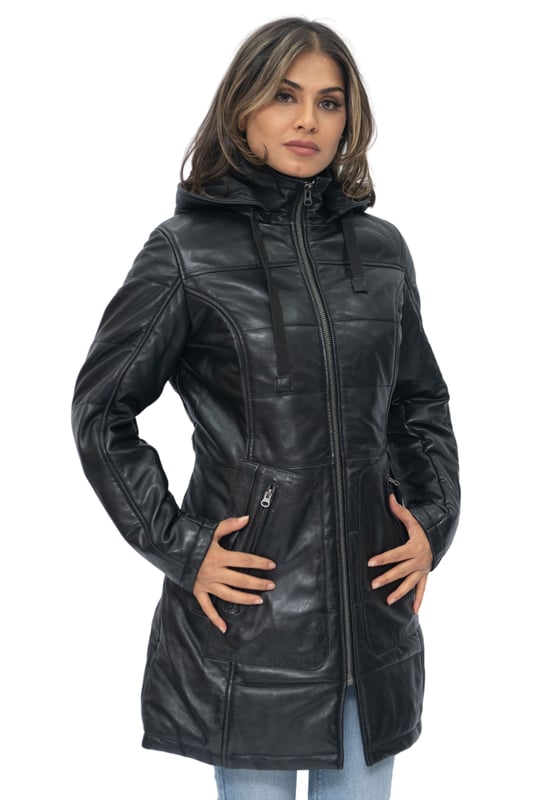 Parka acolchada de cuero para mujer Allentown