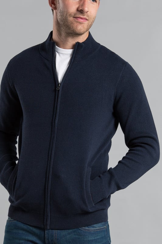 This cardigan from Kensington Eastside is perfect for any wardrobe. This cardigan features ribbed elasticated details on the funnel neck, cuffs, and hem and has two zipped side pockets. This cardigan is made from cotton blend fabric to ensure comfort, making it perfect for staying warm.