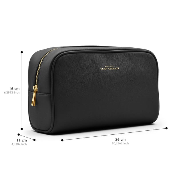 Unisex Toiletry Bag - Single compartment - Zipped closure - Zipped inside pocket and single compartments - Peeble Leather finish