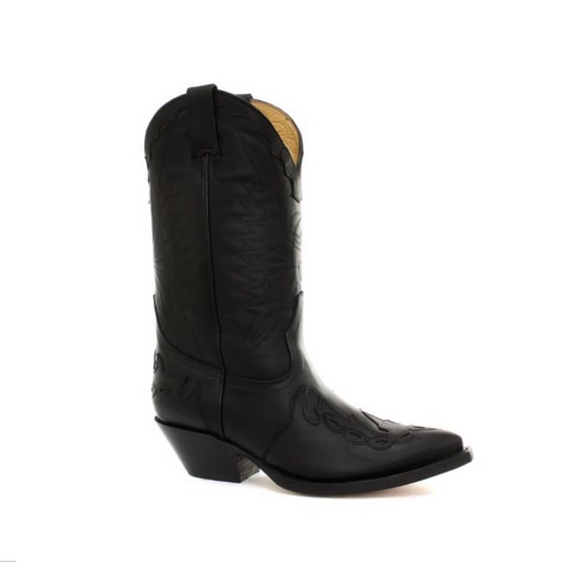 Featuring hand crafted premium leather on the oily black upper and on the inner lining, this pair of boots offers a great amount of style and comfort. A high-quality detailed pattern is stitched on to the upper and a 1.5” stacked Cuban heel is introduced to compliment the high boot design. This boot was manufactured with a Grinders proprietary sole unit, that has been heat bonded to the welt using the Goodyear method, which is known for increasing the strength of the boot and ensuring durability for years to come. The sole is also fitted with a unique air cushion that allows for added flexibility and which adds to the long-lasting qualities of this boot. • Oily black leather upper • Goodyear Welted sole unit • Luxurious interior leather lining • Stacked 1.5” leather heels • Leather Soles • Made in Mexico