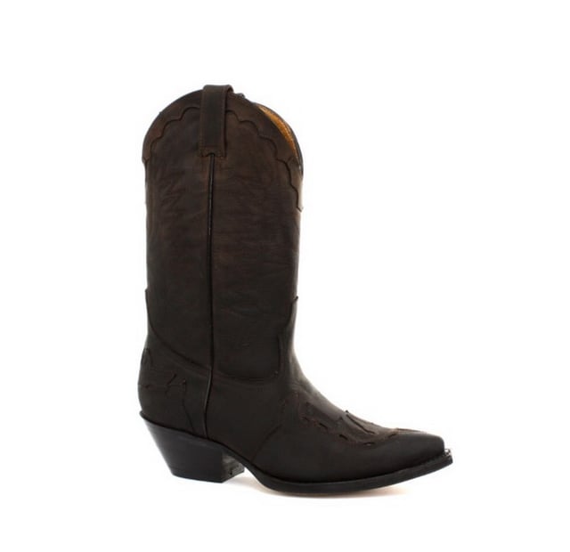 Featuring hand crafted premium leather on the brown upper and on the inner lining, this pair of boots offers a great amount of style and comfort. A high-quality detailed pattern is stitched on to the upper and a 1.5” stacked Cuban heel is introduced to compliment the high boot design. This boot was manufactured with a Grinders proprietary sole unit, that has been heat bonded to the welt using the Goodyear method, which is known for increasing the strength of the boot and ensuring durability for years to come. The sole is also fitted with a unique air cushion that allows for added flexibility and which adds to the long-lasting qualities of this boot. • Oily black leather upper • Goodyear Welted sole unit • Luxurious interior leather lining • Stacked 1.5” leather heels • Leather Soles • Made in Mexico