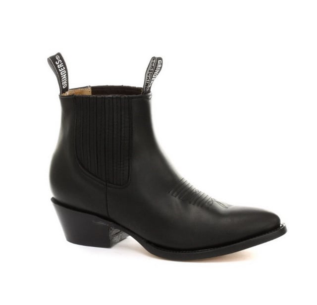This pair of western ankle boots features entirely in leather for a sophisticated look and feel, the upper is made abrasion resistant for long lasting durability and for added character we feature intricately stitched detail on the front. The front of the shoe is completed with a pointed toe front, and the sides feature an elasticated top line as well as two branded pull-on loops for easy wear. The sole unit of this shoe is branded with the Grinders Bulldog and has been heat bonded to a welt to give this shoe additional strength and durability. • Goodyear Welted • Leather upper • Soft Leather lining • Stacked leather heels • Leather Soles • Made in Mexico