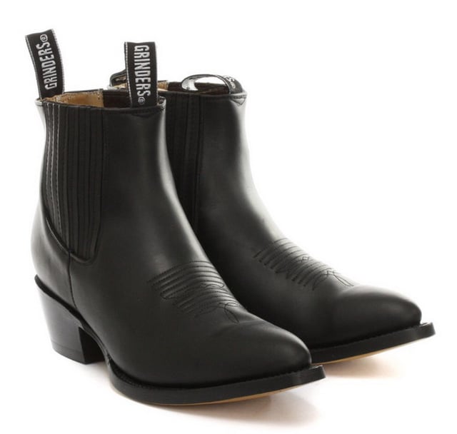 This pair of western ankle boots features entirely in leather for a sophisticated look and feel, the upper is made abrasion resistant for long lasting durability and for added character we feature intricately stitched detail on the front. The front of the shoe is completed with a pointed toe front, and the sides feature an elasticated top line as well as two branded pull-on loops for easy wear. The sole unit of this shoe is branded with the Grinders Bulldog and has been heat bonded to a welt to give this shoe additional strength and durability. • Goodyear Welted • Leather upper • Soft Leather lining • Stacked leather heels • Leather Soles • Made in Mexico