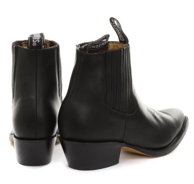 This pair of western ankle boots features entirely in leather for a sophisticated look and feel, the upper is made abrasion resistant for long lasting durability and for added character we feature intricately stitched detail on the front. The front of the shoe is completed with a pointed toe front, and the sides feature an elasticated top line as well as two branded pull-on loops for easy wear. The sole unit of this shoe is branded with the Grinders Bulldog and has been heat bonded to a welt to give this shoe additional strength and durability. • Goodyear Welted • Leather upper • Soft Leather lining • Stacked leather heels • Leather Soles • Made in Mexico