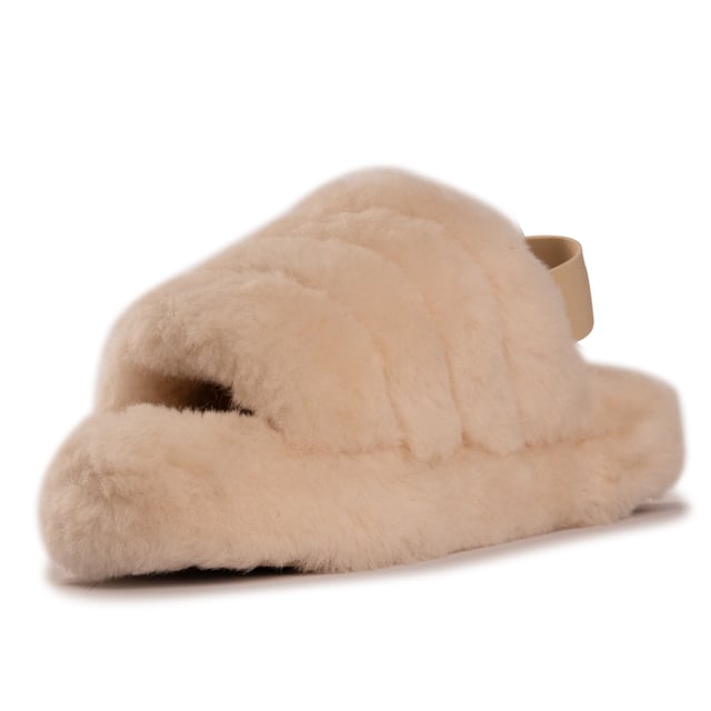 Perfect sandal with a slipper feel 
 Soft premium genuine Australian Sheepskin wool upper 
 Full premium sheepskin insole 
 Lightweight platform mid-sole for extra cushioning and comfort 
 Elastic strap making for an easy-fit  
 Soft Rubber outsole &ndash; highly durable and lightweight 
 The on trend fashion season style  
 100% brand new and high quality, comes in a branded box, suitable for gifting