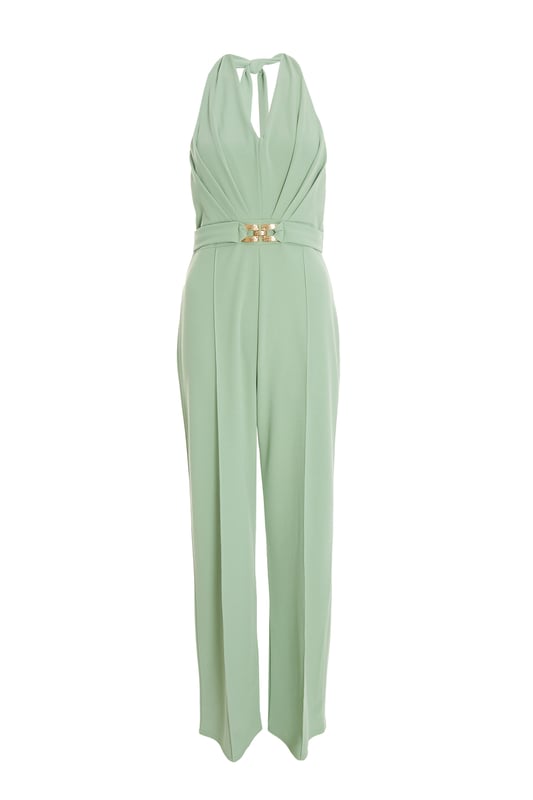 Halter Neck Backless Floral Print Palazzo Jumpsuit