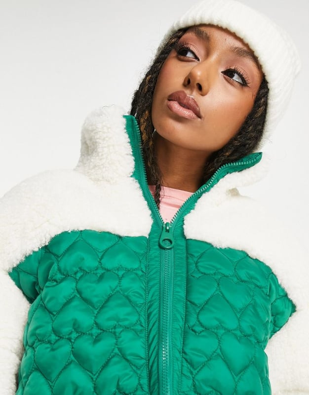 Womens green borg coat clearance