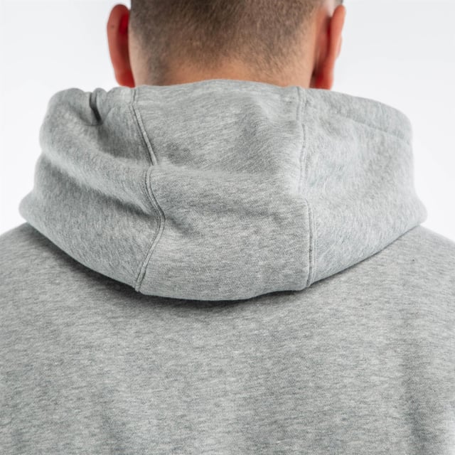 Nike Mens Club Tracksuit Set In Grey.   
Drawstring Hoodie With Pouch Pocket.  
Overhead Design.  
Nike Logo Print and Swoosh Embroidery on the Left Leg.  
Fitted Trims.  
Elasticated Waist Matching Joggers.   
Side Pockets, Fitted Cuffs.