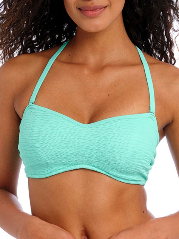 Ibiza Waves Underwired Bandeau Bikini Top. With detachable, adjustable straps that can be worn multiple ways. This product is recommended as hand wash only.