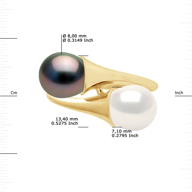 YOU \u0026 I - Part II Gold 375 true Cultured Tahitian Pearl and Eau Douce Rondes 8-9 mm , 0,31 in - Natural White Color Storlek tillgänglig från 48 till 62 , J till U - Våra smycken tillverkas i Frankrike och levereras i en presentförpackning tillsammans med ett äkthetsintyg och internationell garanti