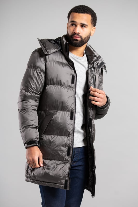 High shine hooded puffer jacket mens shop