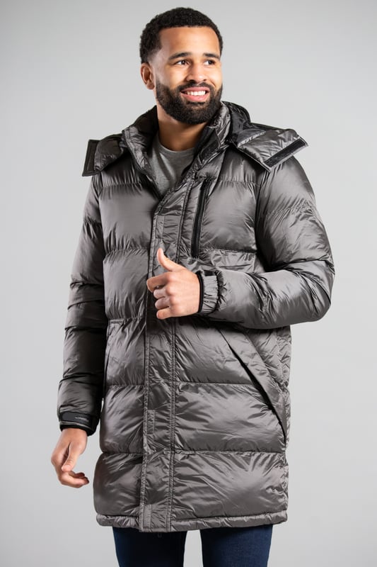 High shine puffer online jacket with fur hood
