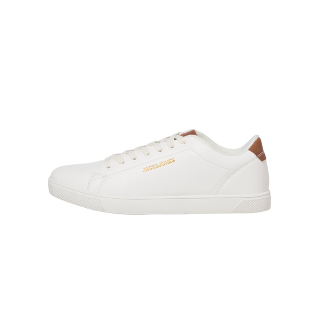Zapatillas deportivas para hombre de la marca Jack & Jones. El zapato está hecho de cuero sintético de alta calidad.  Marca: Jack & JonesNombre del modelo: BossCategoría: zapatos para hombreMateriales: piel sintéticaColor: blanco, coñac.