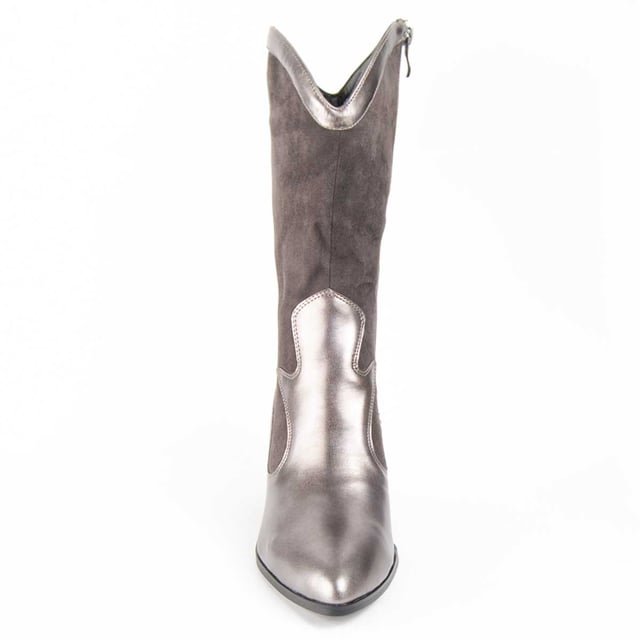 Women's heeled boot. Comfortable fit. Cushioned natural leather insole. Manufactured by other brands for our brand. Approximate measurements: 7 cm heel, 28 cm high and 12 cm wide.