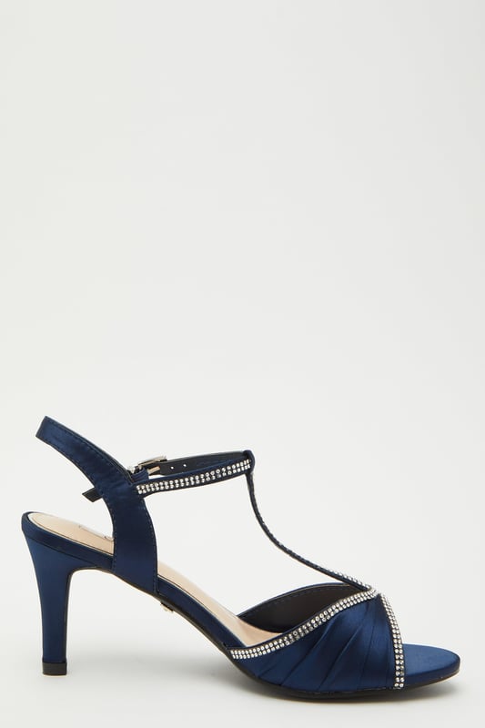 Navy satin sandals clearance