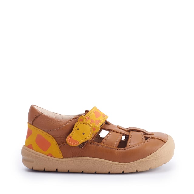Start Rite Bestie Leather First Walker Sandals Tan Giraffe