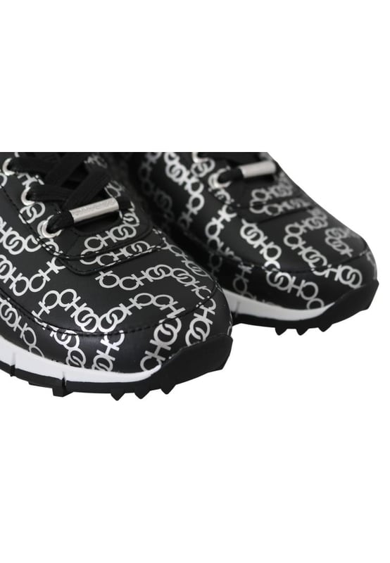 Brand new with tags dustbag and shoe box
  100% Authentic Jimmy Choo Sneakers
  Model: Black/Silver Monza olcc Leather Sneakers
  Color: Black/Silver
  Material: 100% Leather Print Choo Chain
  Designed for women