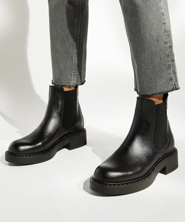 Dune Ladies Porcher Grape Leather Chelsea Boots