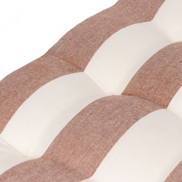 Elevate your seating with the Hayle Striped Cotton Seat Pads, crafted from 100% cotton and designed to bring comfort and style to your living space. Perfect for both indoor and outdoor use, these pre-filled seat pads feature a soft yet durable finish with calming stripe patterns on each side, adding versatility and a timeless aesthetic. The addition of secure tie fastenings ensures they stay neatly in place, while the plush filling provides exceptional support. Whether enhancing your garden furniture or bringing a relaxed, modern edge to your dining room, these seat pads effortlessly combine style with functionality.