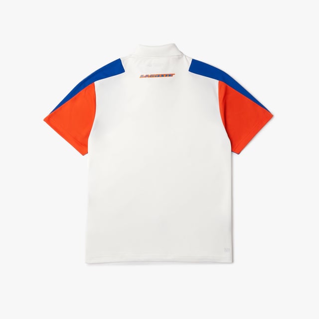 Performance & Assets Technical capsule The technical capsule offers the complete seasonal wardrobe on and off court with a strong design identity thanks to its new tape and LACOSTE wording animation. Regular fit: natural ease on body Ergonomic cut and sewn for an athletic silhouette Technical piqué knit for a maximum of comfort & freshness during your matches under high temperatures Ultra dry property : moisture management performance you need to play at your best and stay dry. Eco responsible fabric : recycled polyester New green silicone crocodile New strong LACOSTE wording print at back