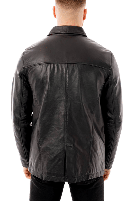 Barney's originals real leather 2025 varsity jacket with panelling