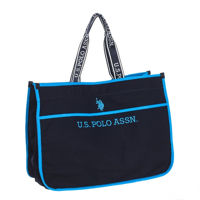 Shopper bag U.S. POLO ASSN.
 Synthetic.
 Magnet closure.
 Handles with the brand print.
 Open front pocket.
 Back interior: One zipper pocket.
 Brand logo embroidered on the front.
 Seams seen in tone.
 Measures: 47x35x19.5cm
 Composition: 90% Fabric, 10% Polyurethane
 Care:
Clean with a wet cloth.