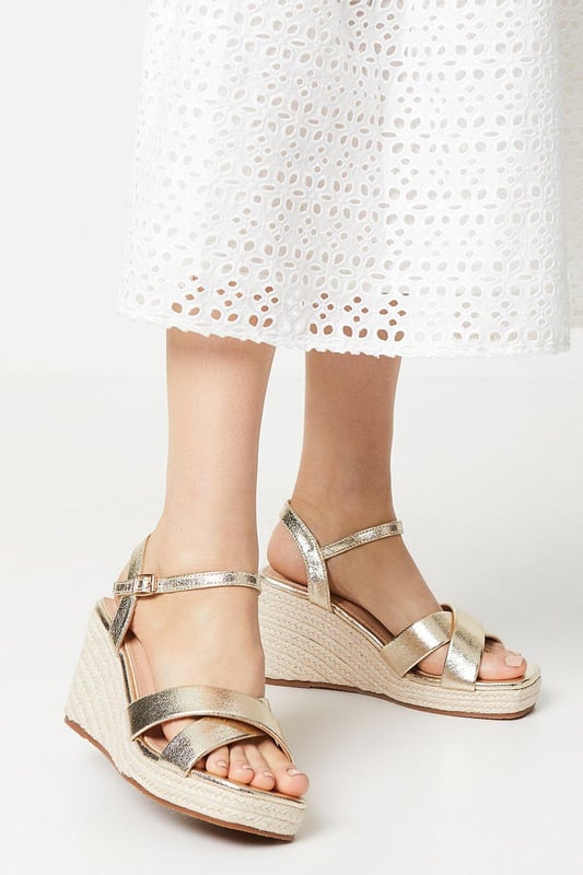 Cross strap wedges hot sale